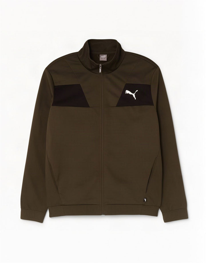 Giacca da tuta da uomo Puma XL Khaki Colourblock in poliestere