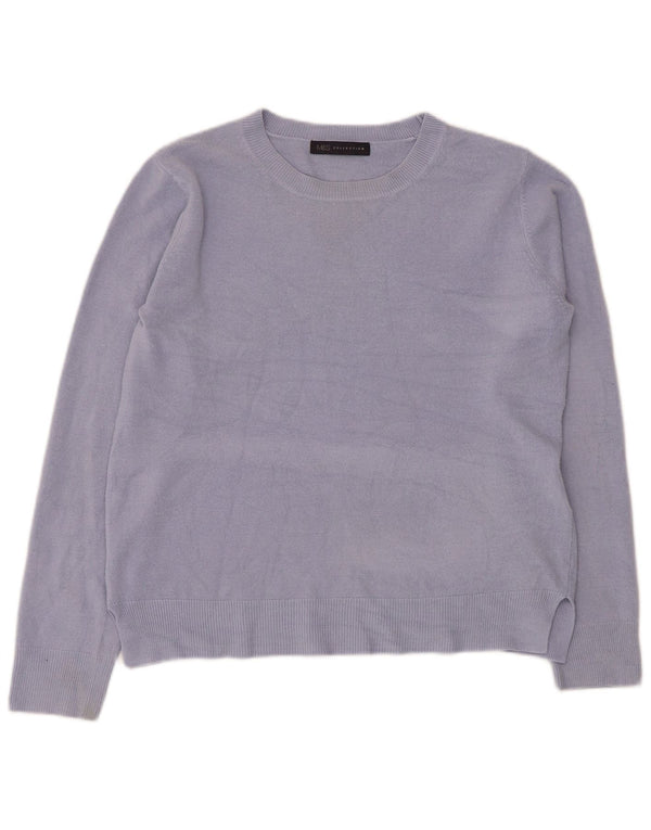 Marks & Spencer Womens Boat Neck Jumper Sweater UK 12 Medium Blue Acrylic