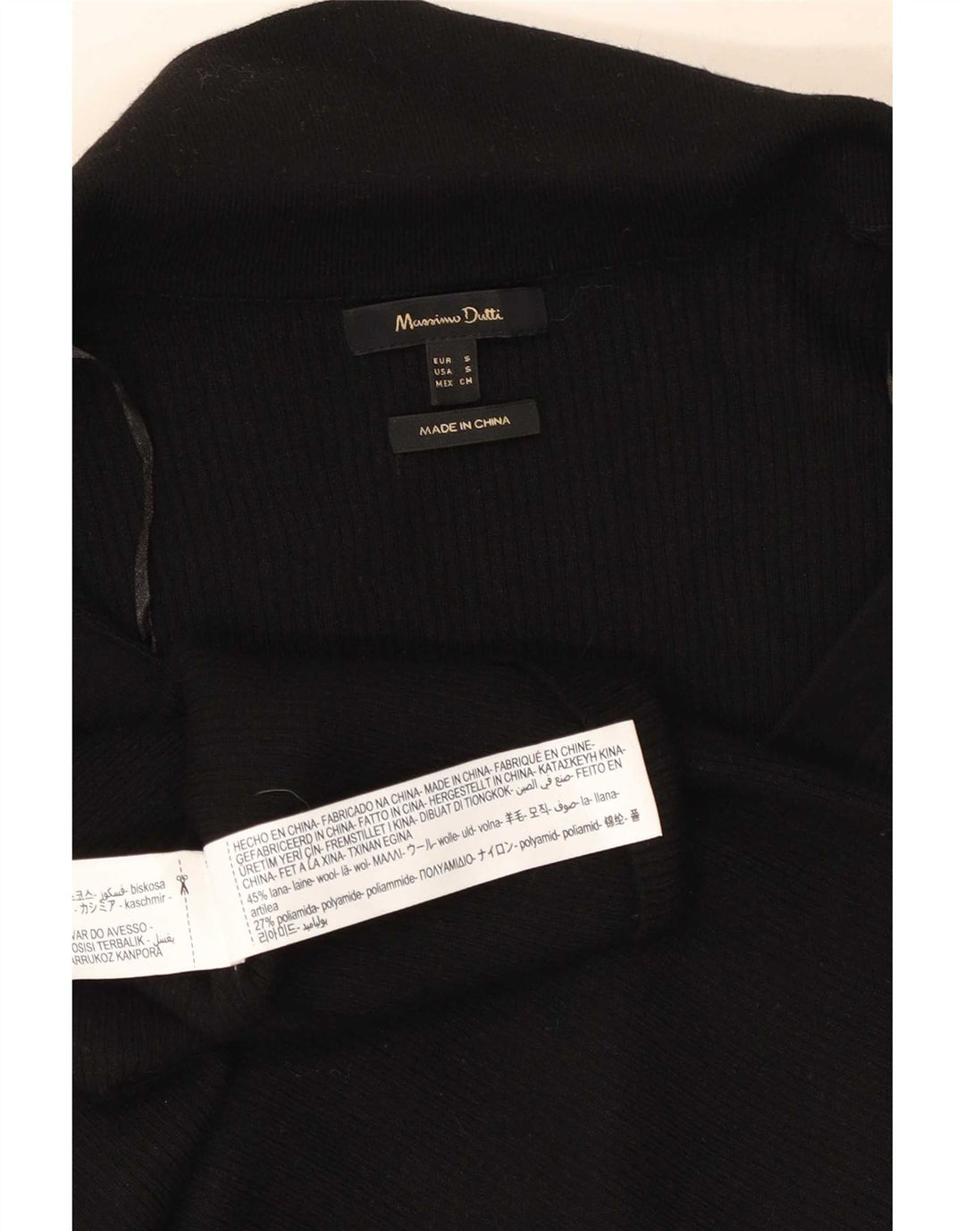 Massimo Dutti Pull Cardigan Femme UK 10 Petite Laine Noire