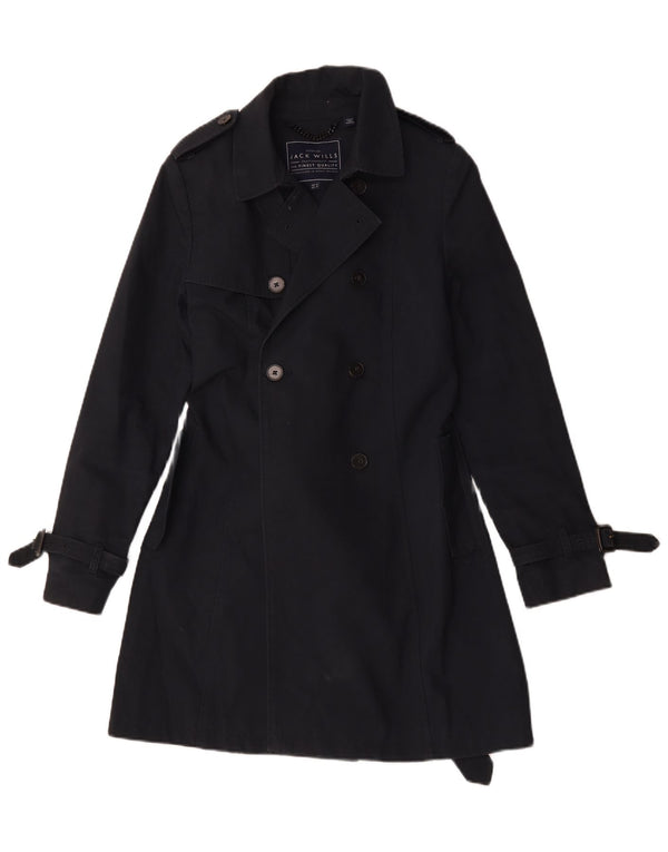 Jack Wills Dame Trench Coat UK 12 Mellem marineblå bomuld