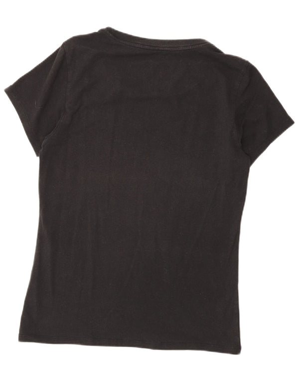 Calvin Klein Dame T-Shirt Top UK 12 Medium Sort Bomuld