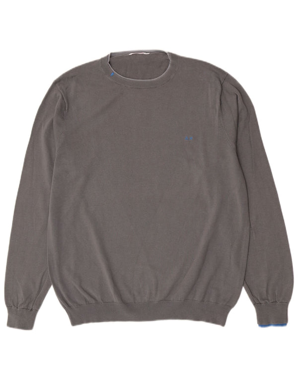 Sun68 Mens Crew Neck Jumper Sweater Large Grey Cotton