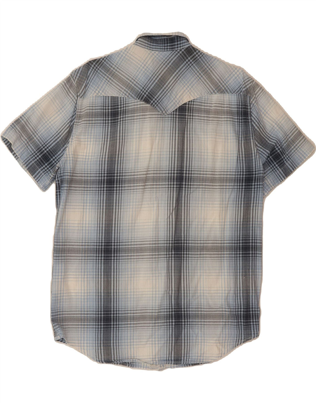 LEVI'S Mens Short Sleeve Shirt Medium Blue Check Cotton Vintage Levi's and Second-Hand Levi's from Messina Hembry 
