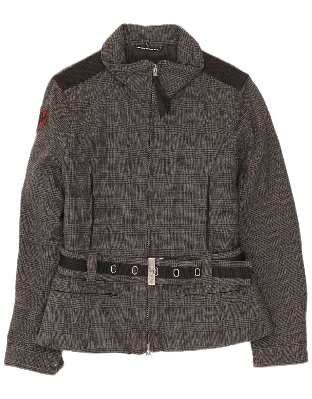 Museum Womens Bomber Jacket UK 14 Medium Grey Houndstooth Cotton