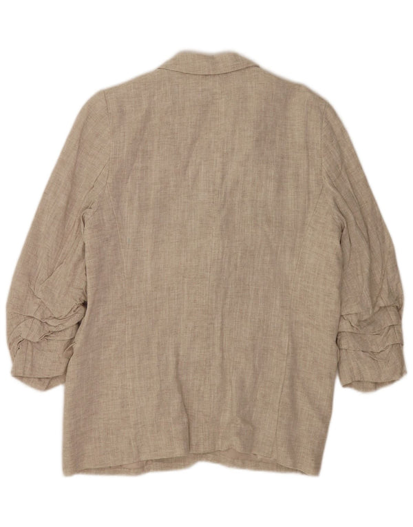 Marks & Spencer Dame 3/4 ærmet åben blazerjakke UK 14 Large Beige