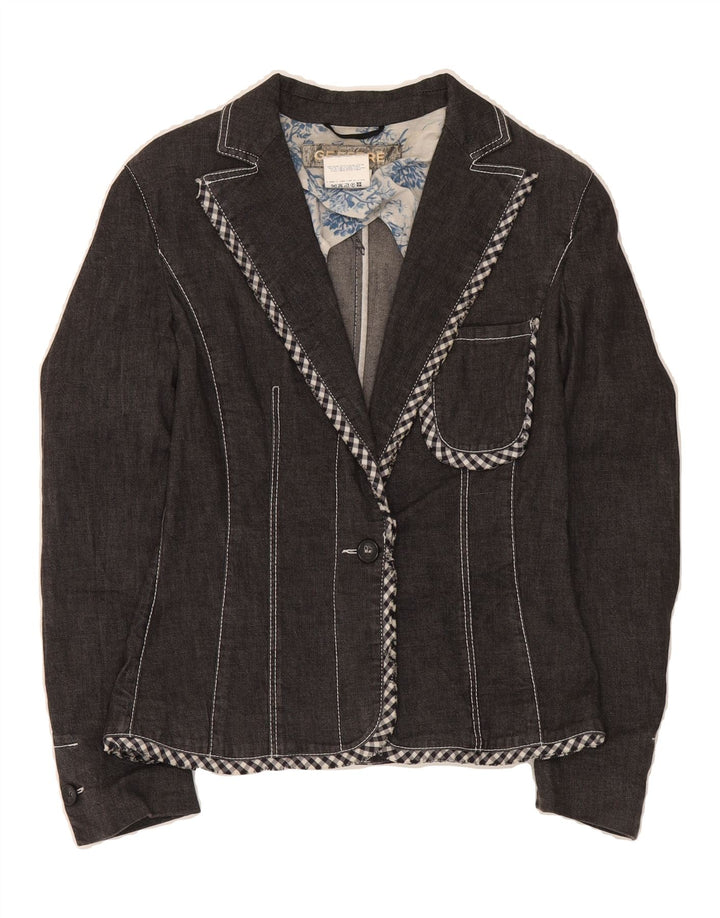 GF FERRE Womens 1 Button Blazer Jacket IT 42 Medium Grey Cotton Vintage GF Ferre and Second-Hand GF Ferre from Messina Hembry 