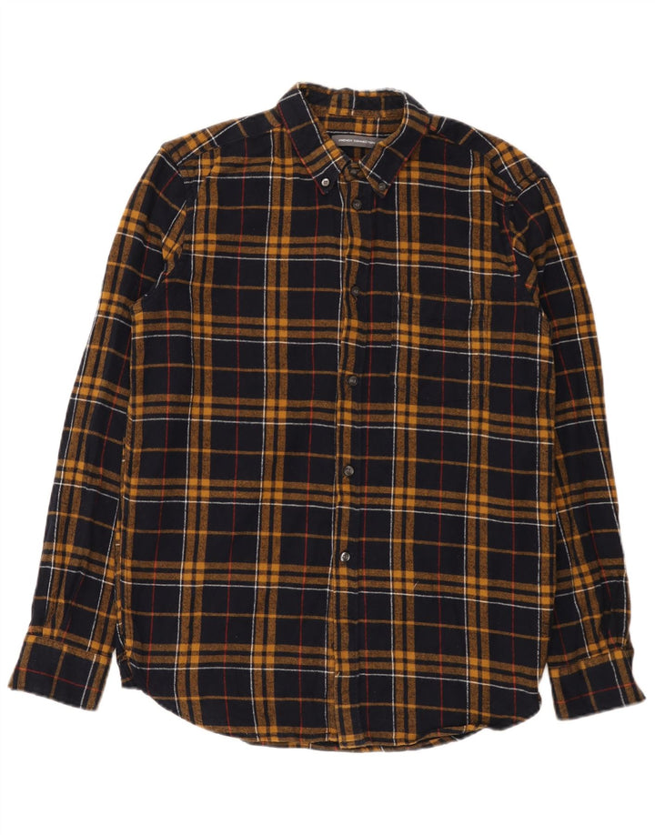 French Connection Mens Flannel Shirt Large Navy Blue Check Cotton