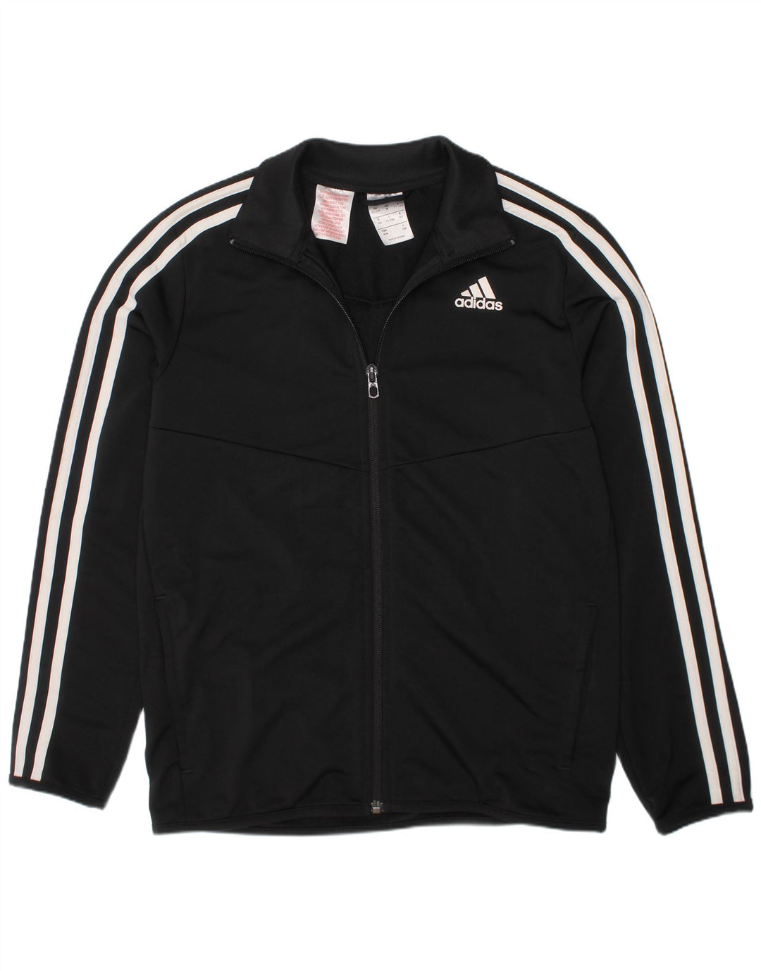 ADIDAS Boys Tracksuit Top Jacket 11-12 Years Black Polyester