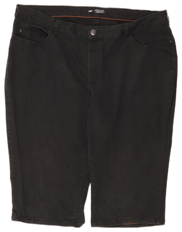 Lee Damen Curvy Fit High Waist Casual Shorts US 22 3XL W44 Schwarze Baumwolle