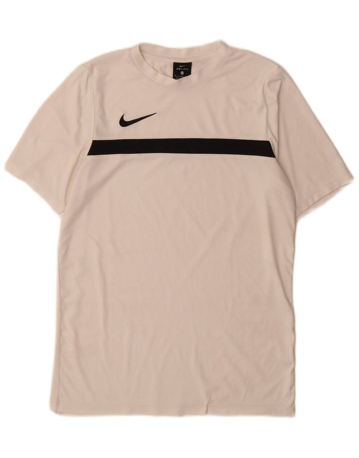 Nike Mens Dri Fit T-Shirt Top Medium White Colourblock Polyester