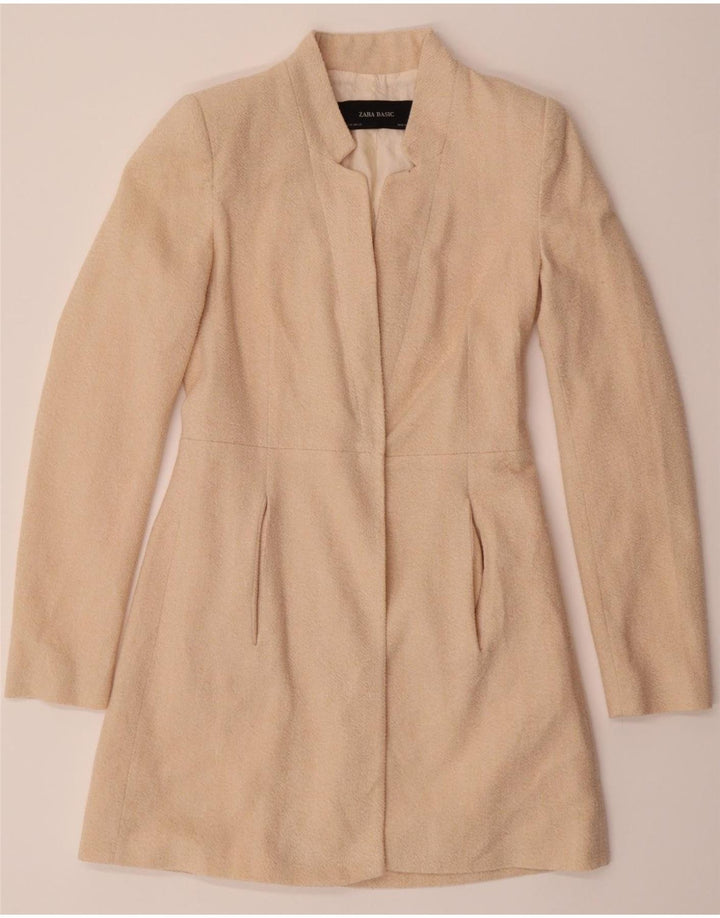 ZARA Womens Open Overcoat UK 6 XS Beige Polyester Vintage Zara and Second-Hand Zara from Messina Hembry 