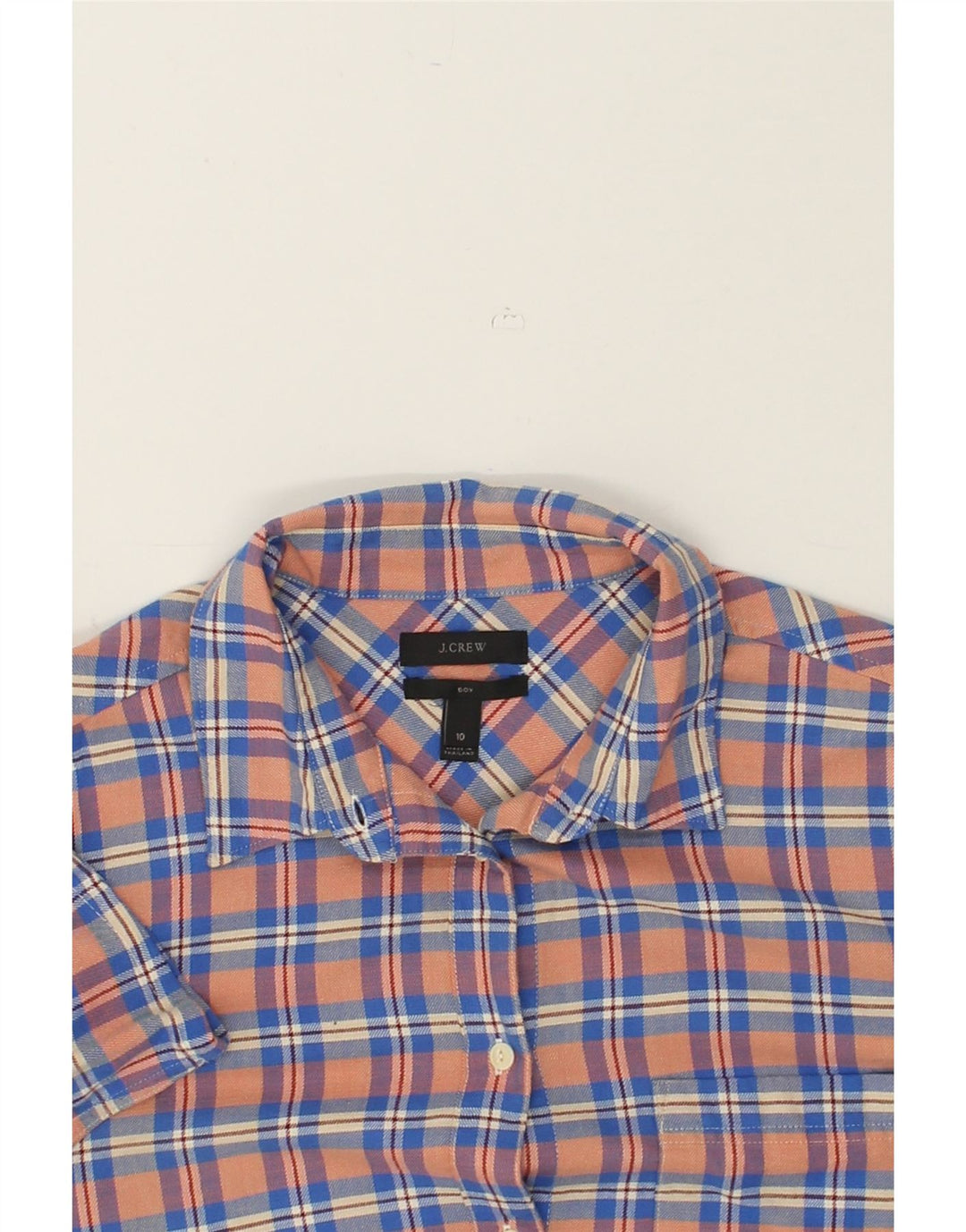 J. CREW Womens Boy Fit Short Sleeve Shirt US 10 Large Blue Check Cotton | Vintage J. Crew | Thrift | Second-Hand J. Crew | Used Clothing | Messina Hembry 