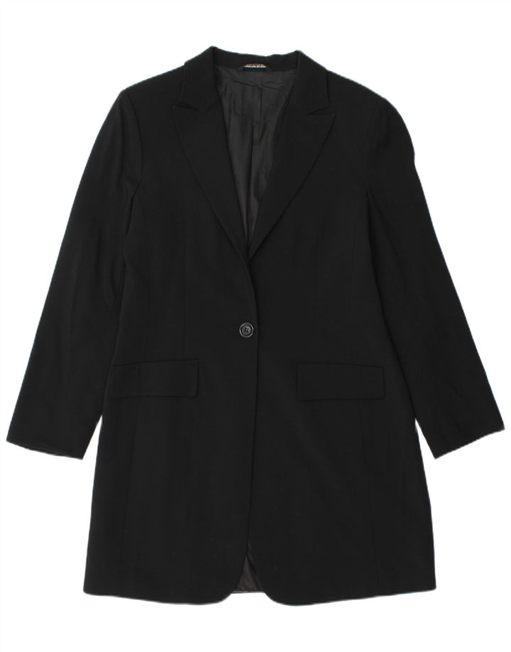 Vintage Womens Longline 1 Button Blazer Jacket IT 46 Large Black