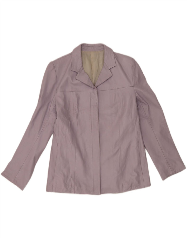 Alta Moda Womens Full Zip Leather Blazer Jacket IT 50 XL Purple Leather