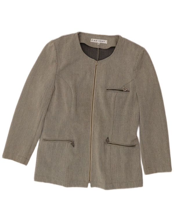 Jachetă pentru femei Zabaione cu fermoar complet IT 42 Medium Grey Pinstripe