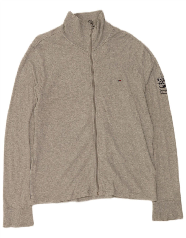 Giacca da ginnastica da uomo Tommy Hilfiger di grandi dimensioni in cotone grigio