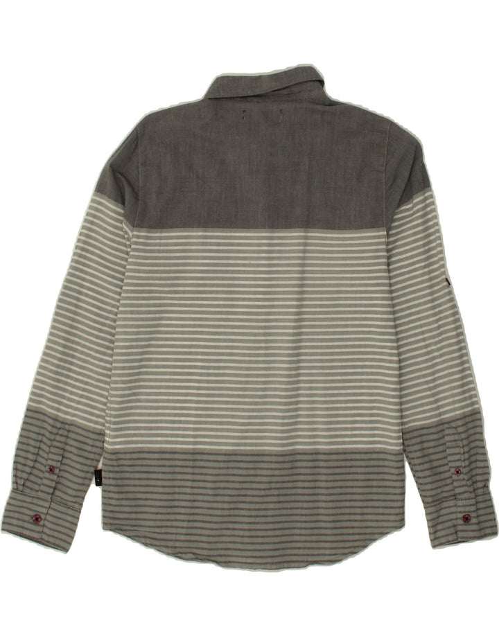 DKNY Boys Shirt 10-11 Years Medium Grey Striped Cotton Vintage Dkny and Second-Hand Dkny from Messina Hembry 