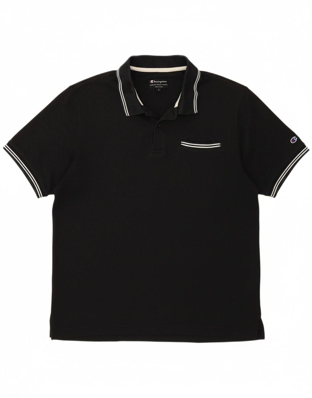 CHAMPION Mens Polo Shirt Large Black Cotton
