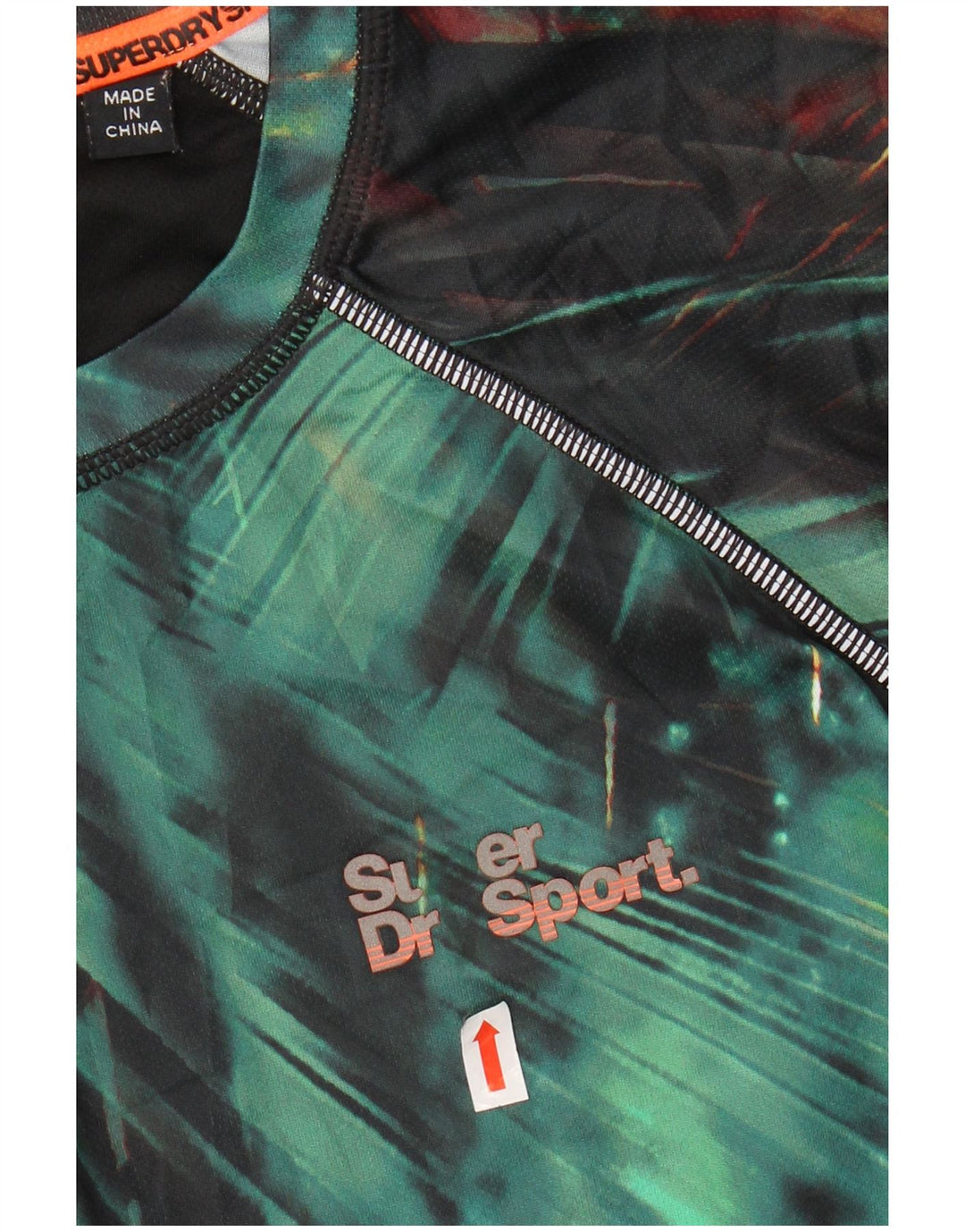 SUPERDRY Mens Active T-Shirt Top Medium Green Geometric
