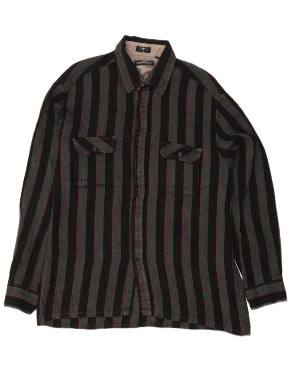 Backpacker Mens Overshirt Shirt Large Grey Striped Acrylic
