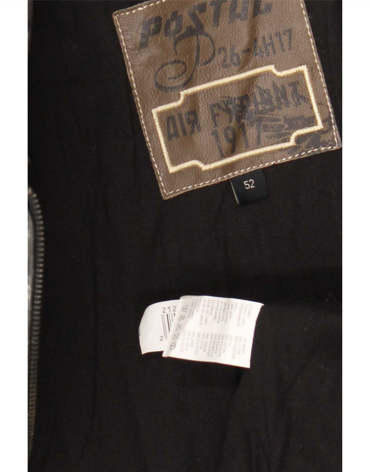 Vintage Mens Leather Jacket IT 52 XL Black
