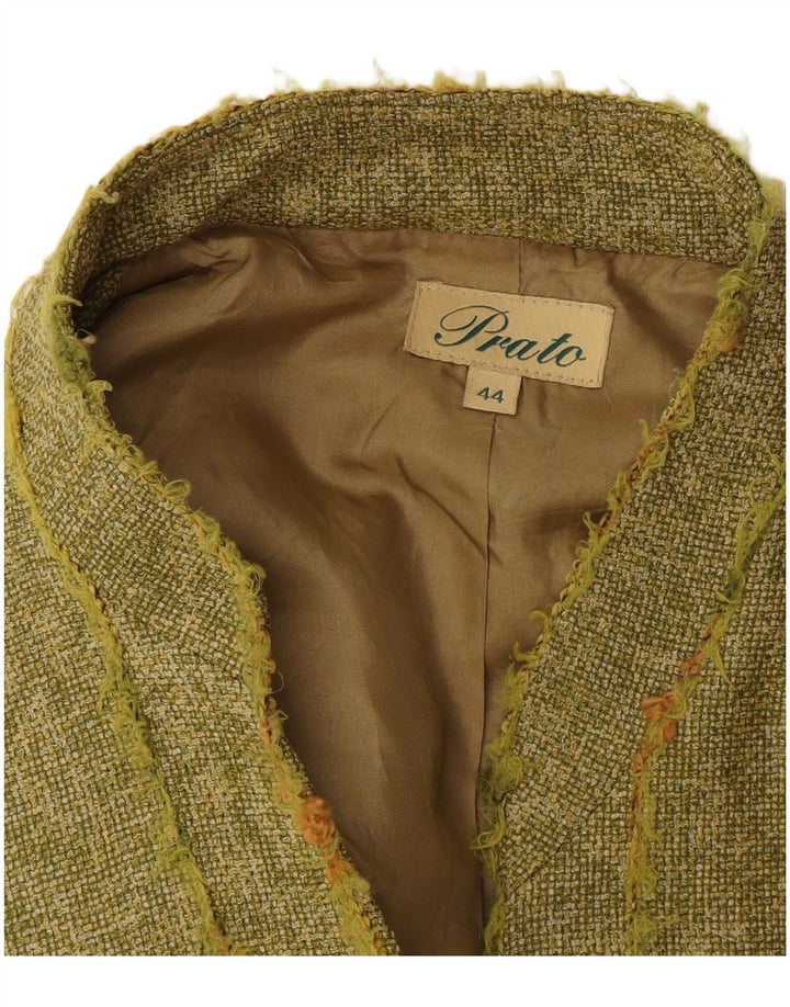 Prato Womens 3 Button Blazer Jacket IT 44 Medium Khaki Flecked