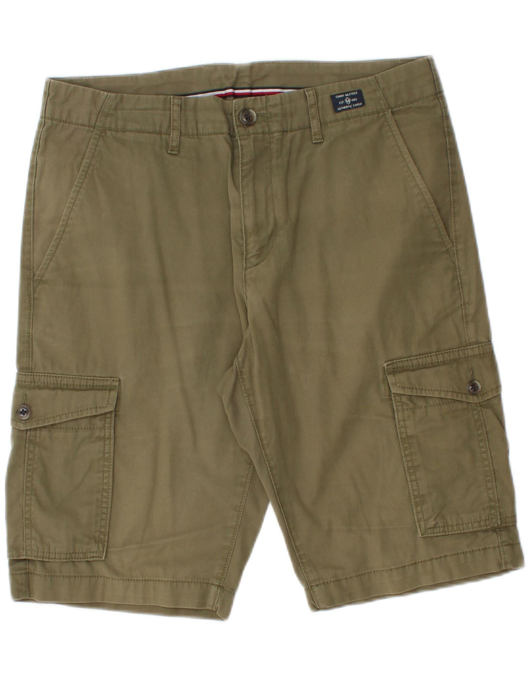 Tommy Hilfiger Herre Cargo Shorts W32 Medium Khaki Bomuld