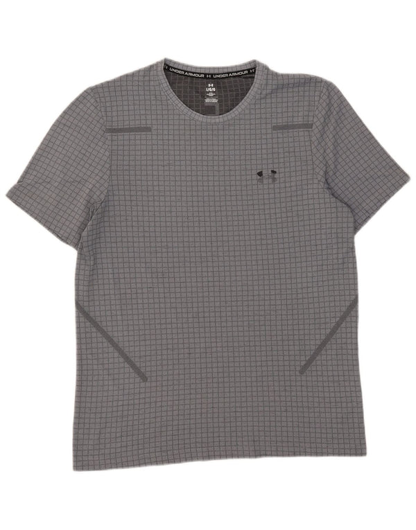Under Armour Mens T-Shirt Top Large Grey Check