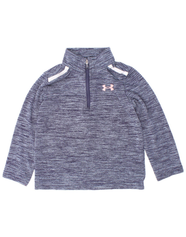 Maglietta Under Armour da bambina con zip a 1/4 a maniche lunghe, 18-24 mesi, blu screziato