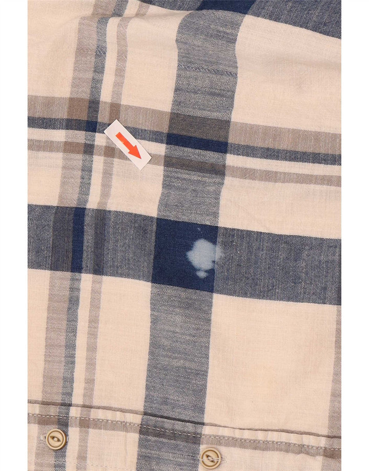 Camisa Wrangler Hombre Grande Beige Cuadros Algodón
