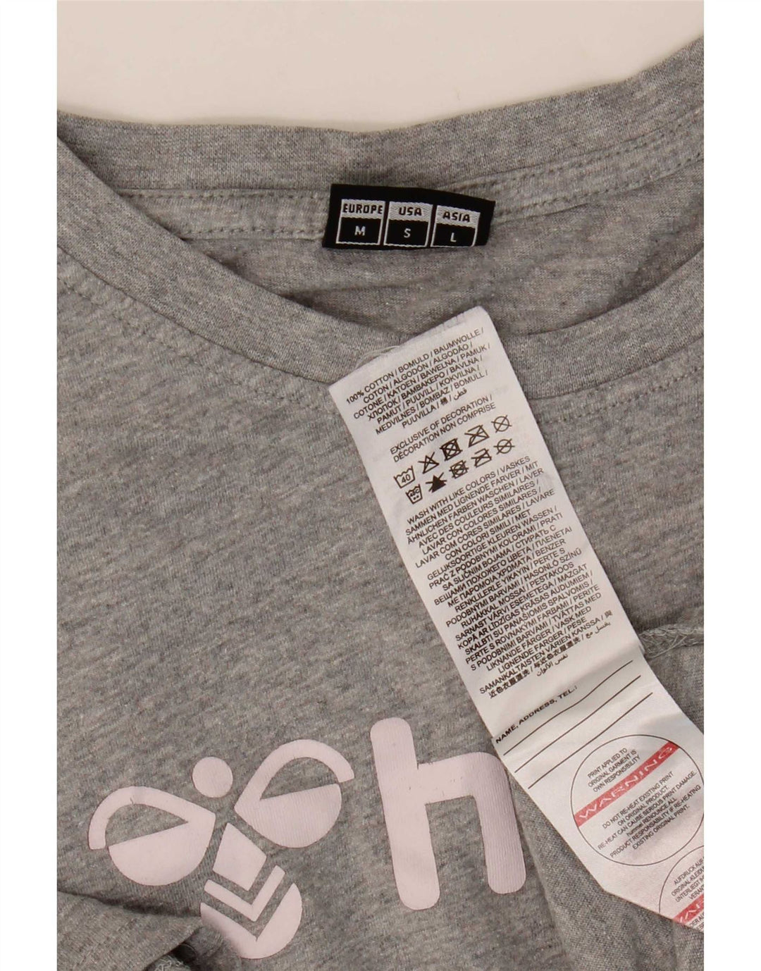 Hummel Mens Graphic T-Shirt Top Medium Grey Flecked Cotton