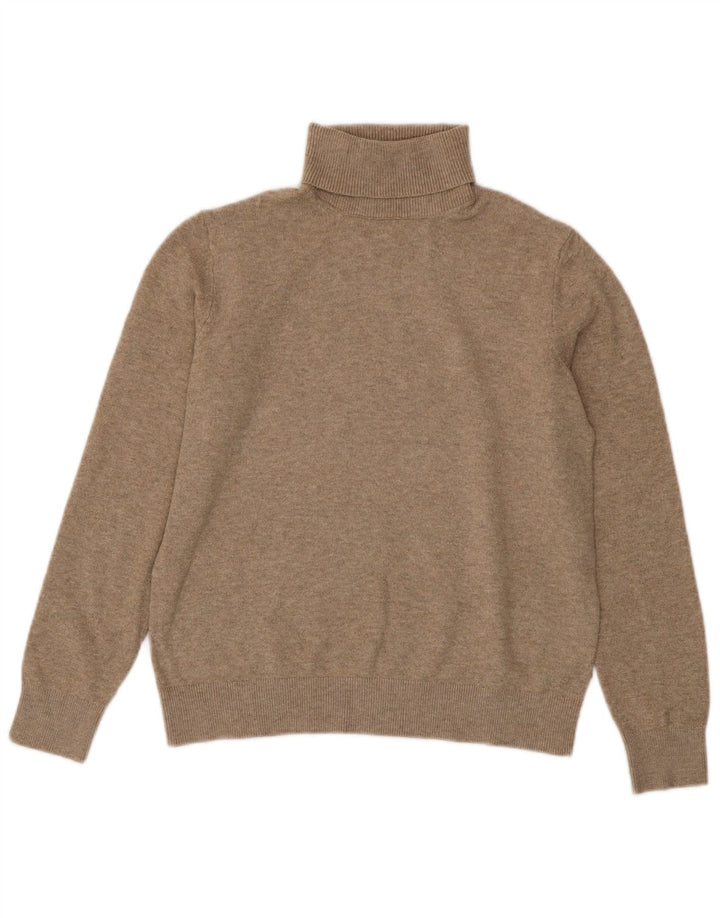 Marks & Spencer Womens Roll Neck Jumper Sweater UK 10 Small Beige Polyester