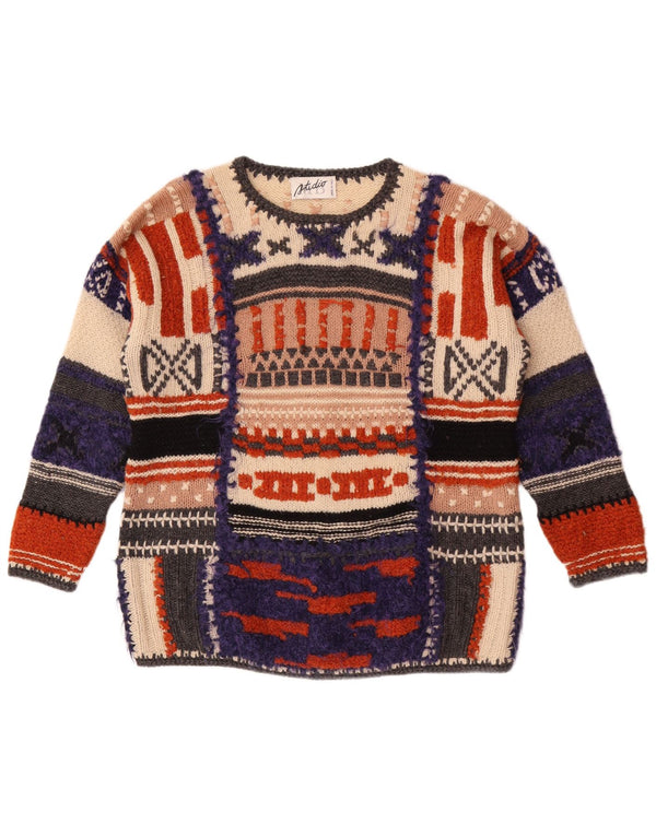 Studio MB Womens Crew Neck Jumper Sweater UK 14 Large Multicoloured Retro