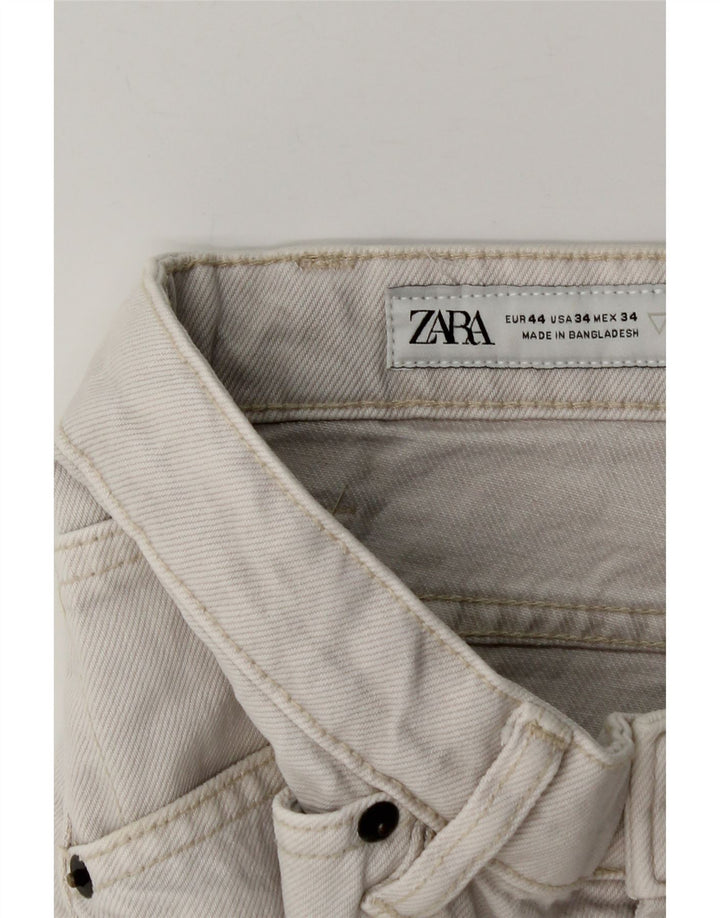 Zara Herren Cargoshorts EU 44 Large W34 Weiße Baumwolle