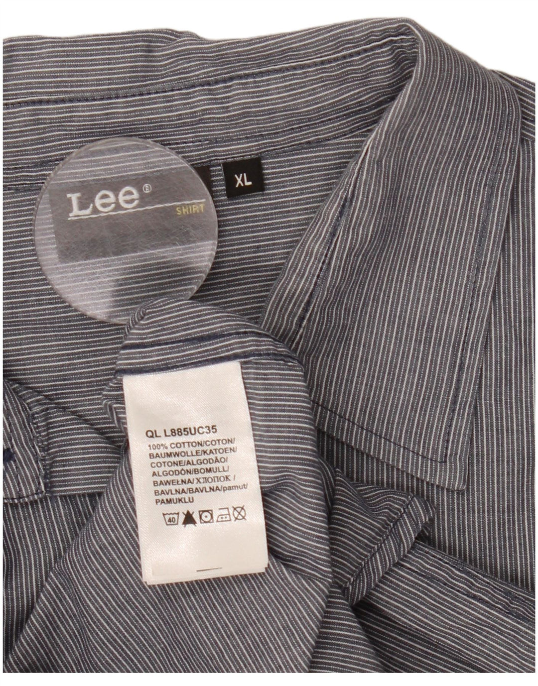 Lee Mens Shirt XL Grey Pinstripe Cotton