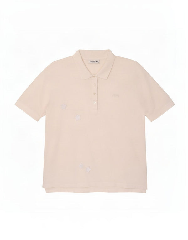 Lacoste Polo coupe décontractée pour femme UK 14 coton blanc moyen