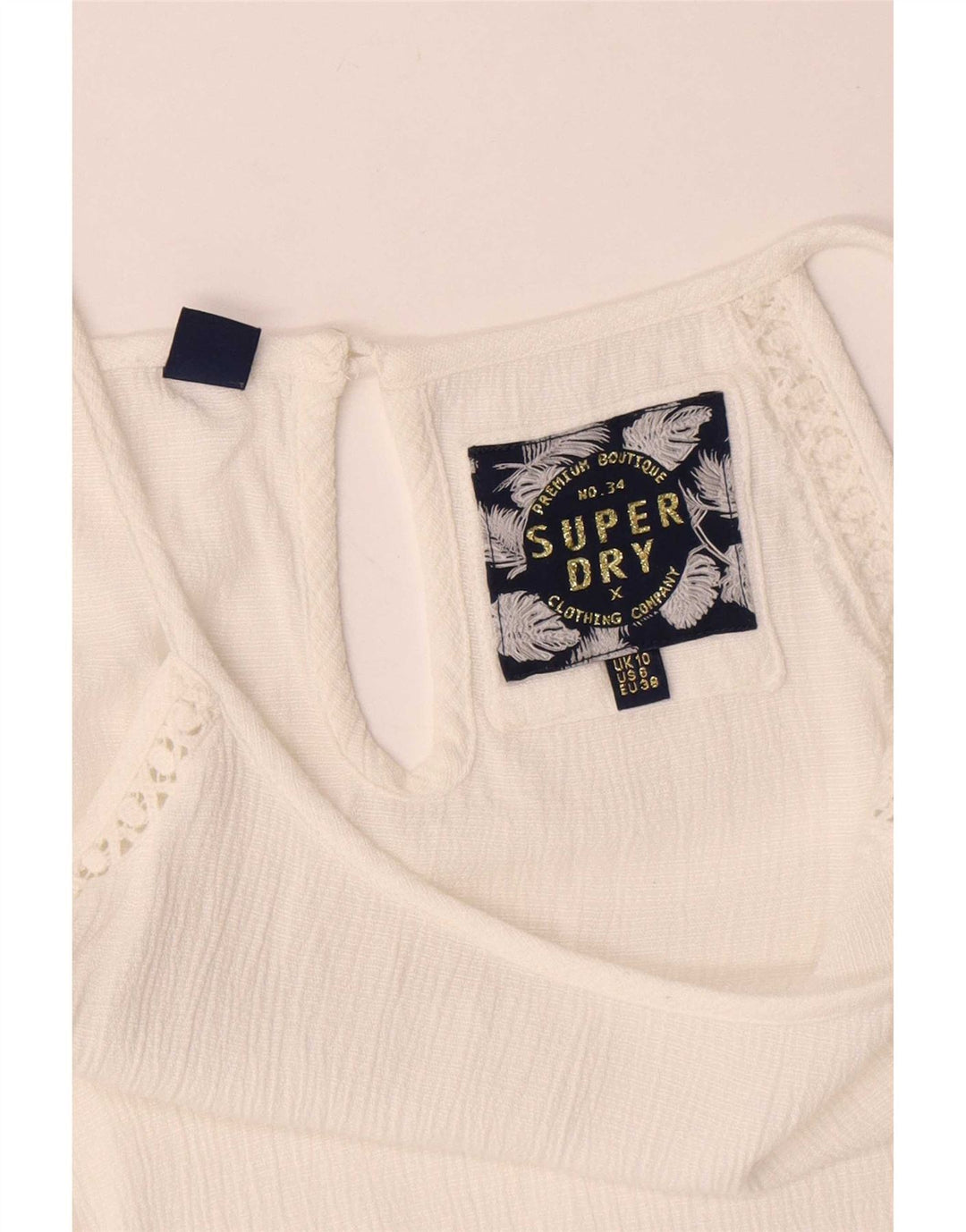 Superdry Womens Sleeveless Oversized Blouse Top UK 10 Small White