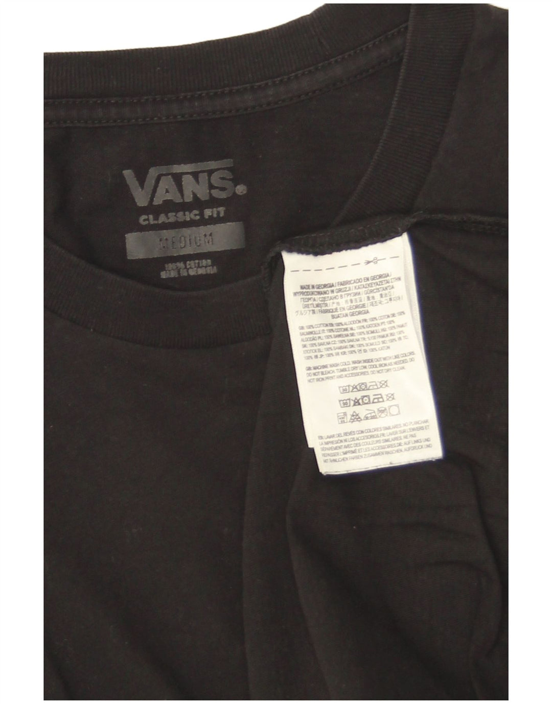 Vans Mens Classic Fit T-Shirt Top Medium Black Cotton