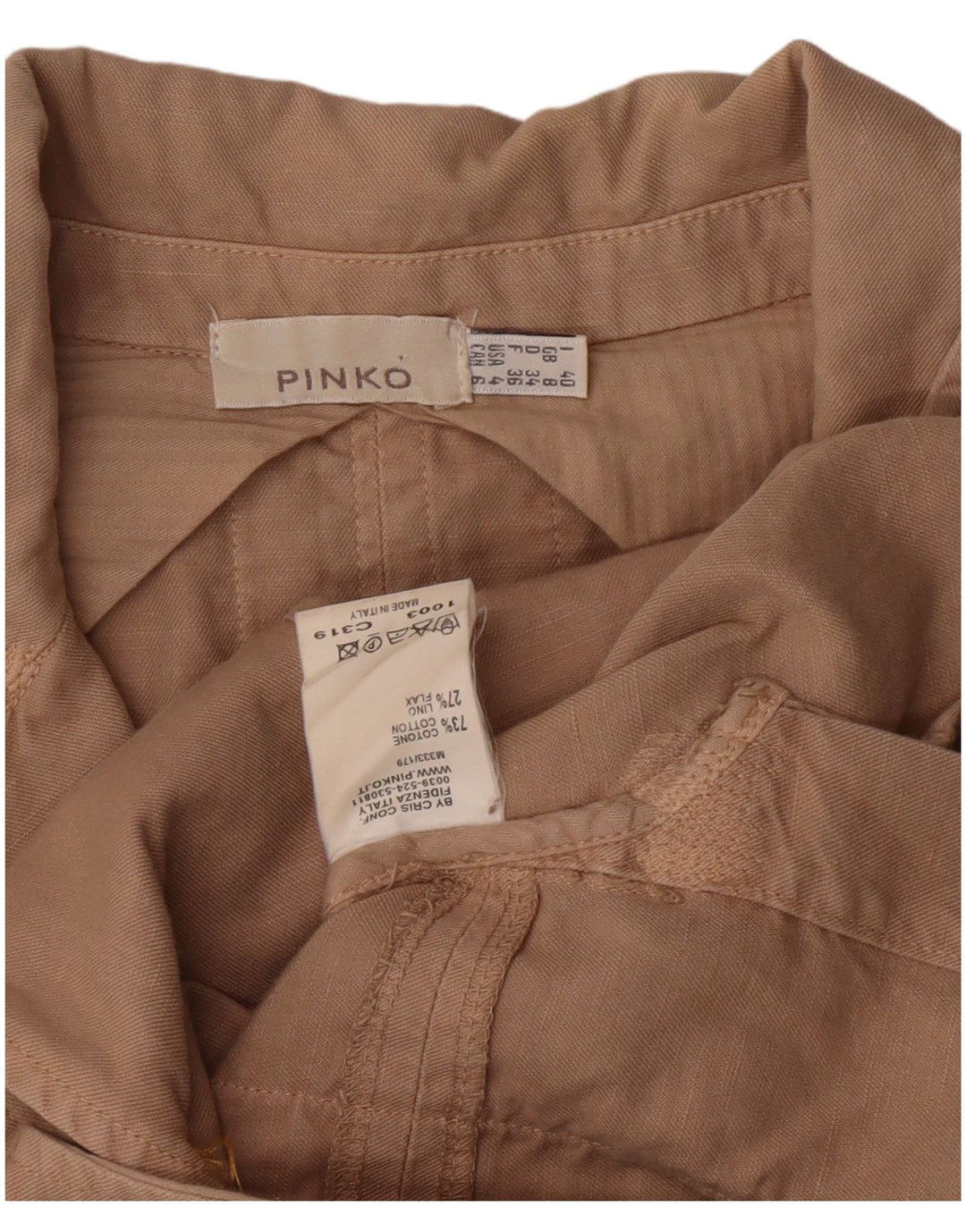 PINKO Womens 2 Button Blazer Jacket UK 8 Small  Beige Cotton