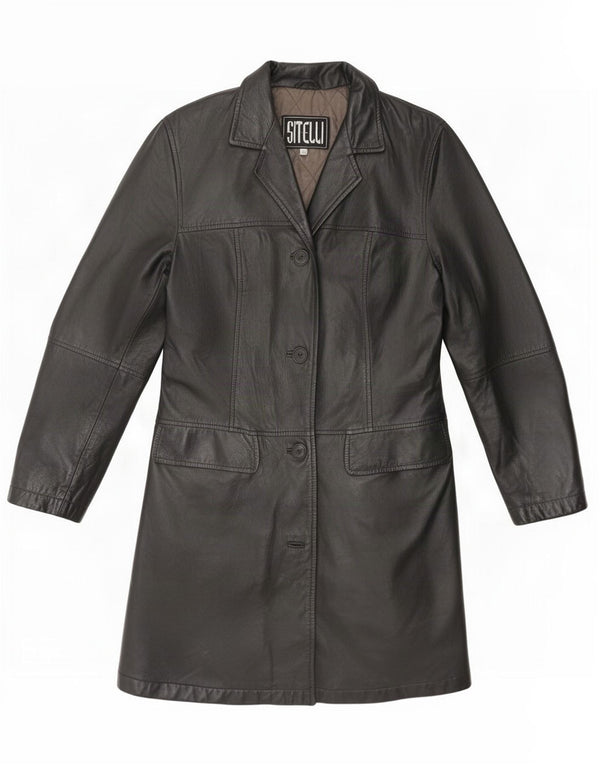 Sitelli Abrigo de cuero para mujer IT 42 Medium Black