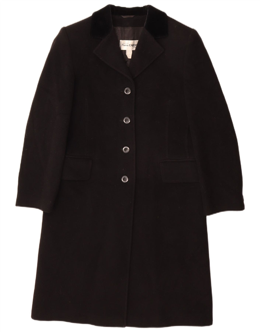 Pierre Cardin Womens Overcoat EU 38 Medium Black Wool Classic