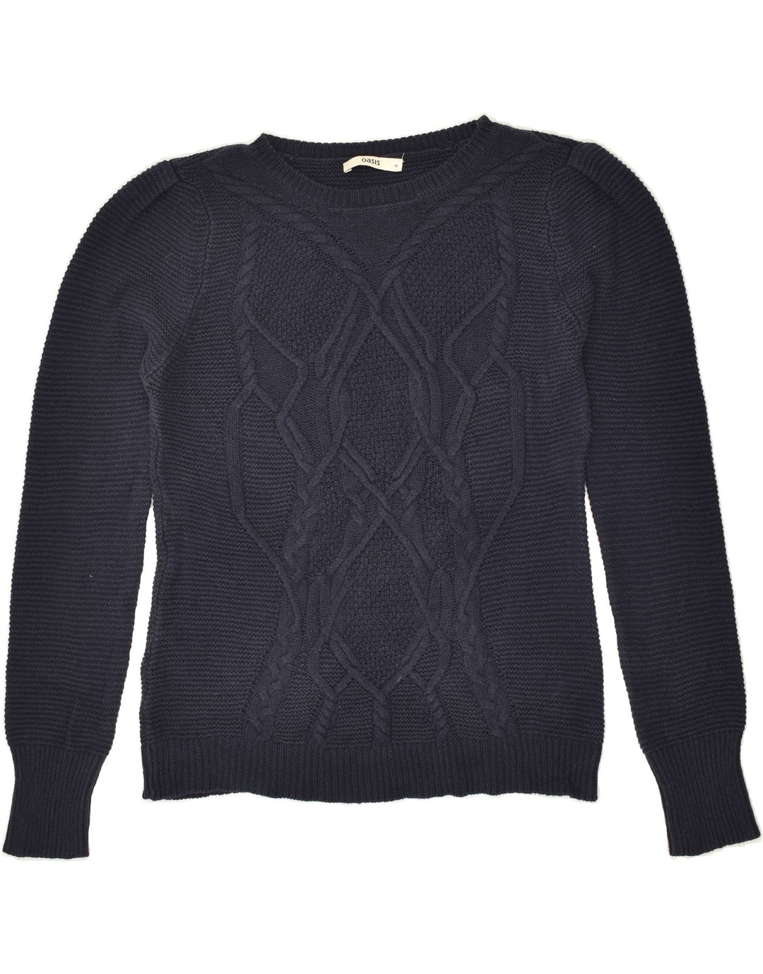 OASIS Womens Crew Neck Jumper Sweater UK 14 Medium Navy Blue Cotton | Vintage Oasis | Thrift | Second-Hand Oasis | Used Clothing | Messina Hembry 