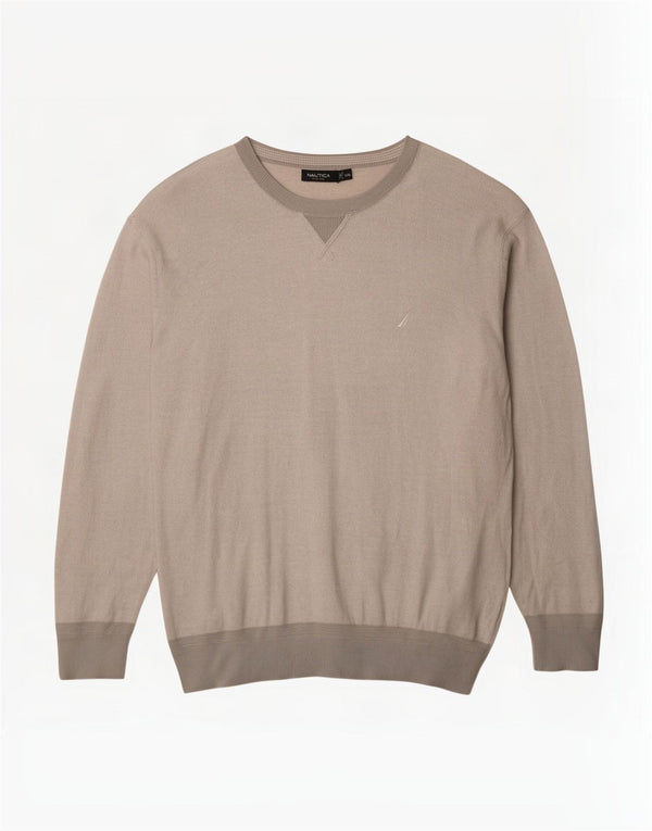 Nautica Herren-Pullover mit U-Boot-Ausschnitt, 2XL, graue Baumwolle