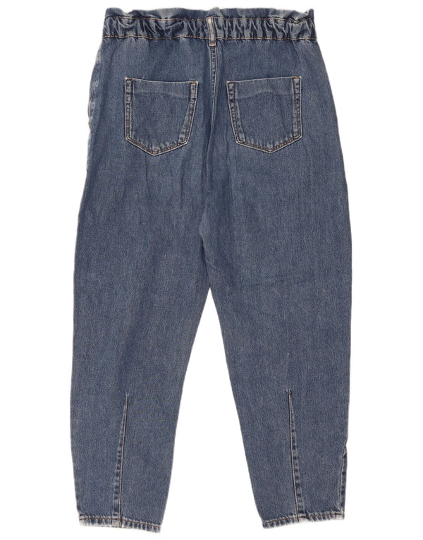 Zara Womens Crop High Waist Tapered Jeans eu 34 2XS W24 L25 Blue Cotton