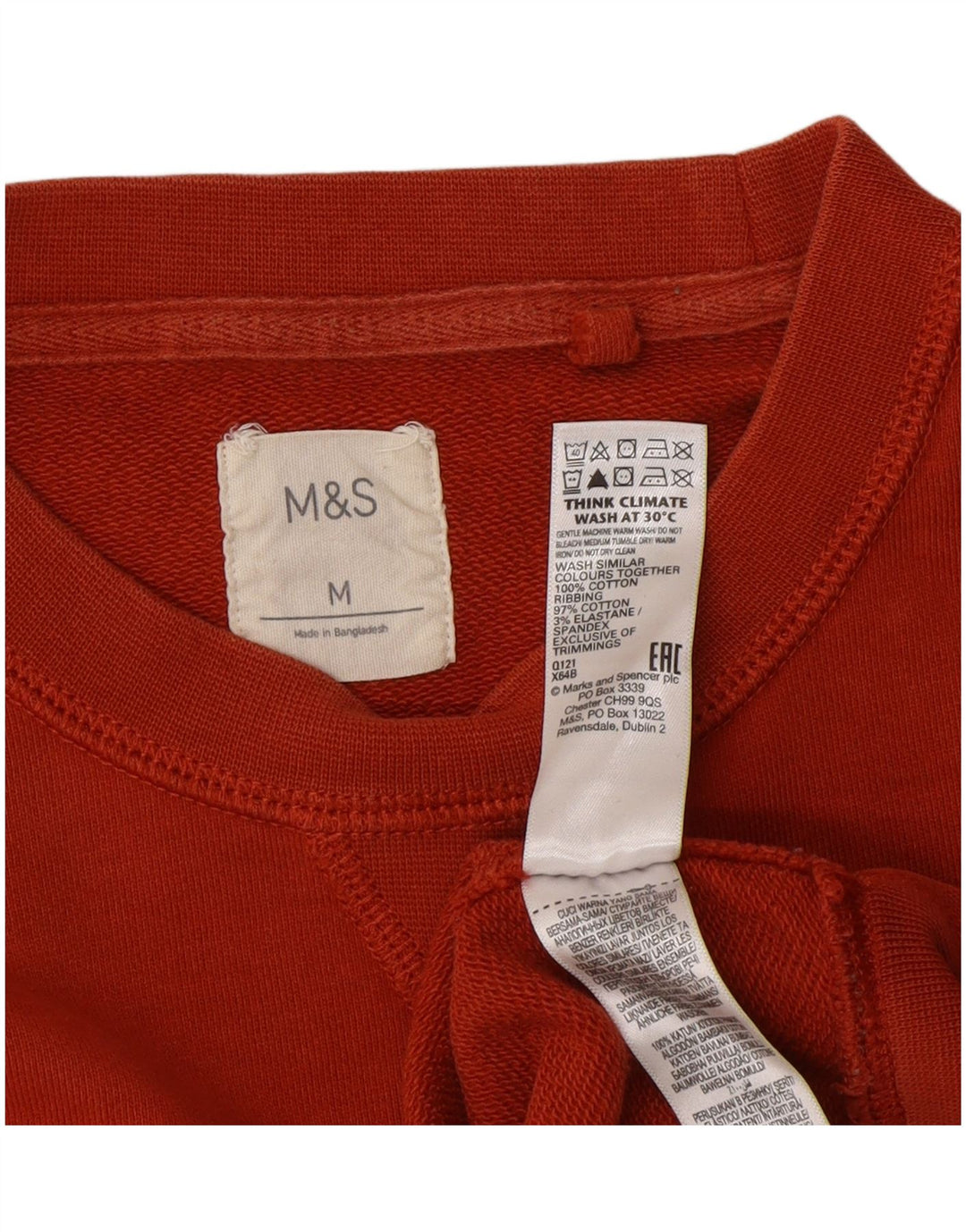 Marks & Spencer Mens Sweatshirt Jumper Medium Orange Cotton
