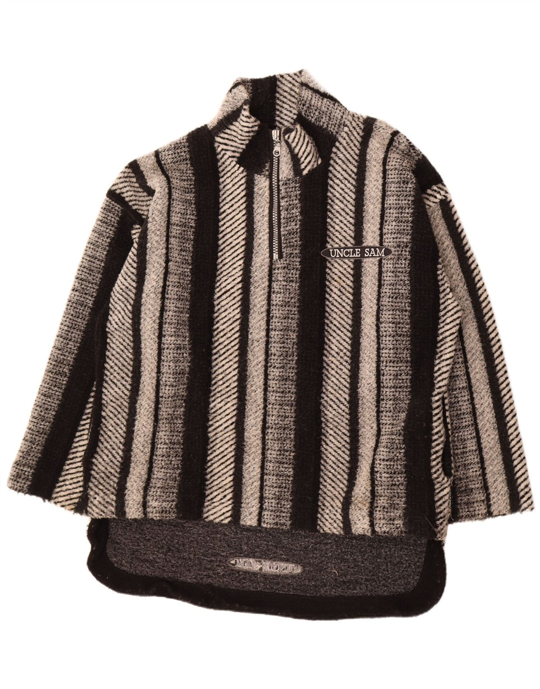 Maglione da uomo con collo con zip Zio Sam, XL, in poliestere a righe nere