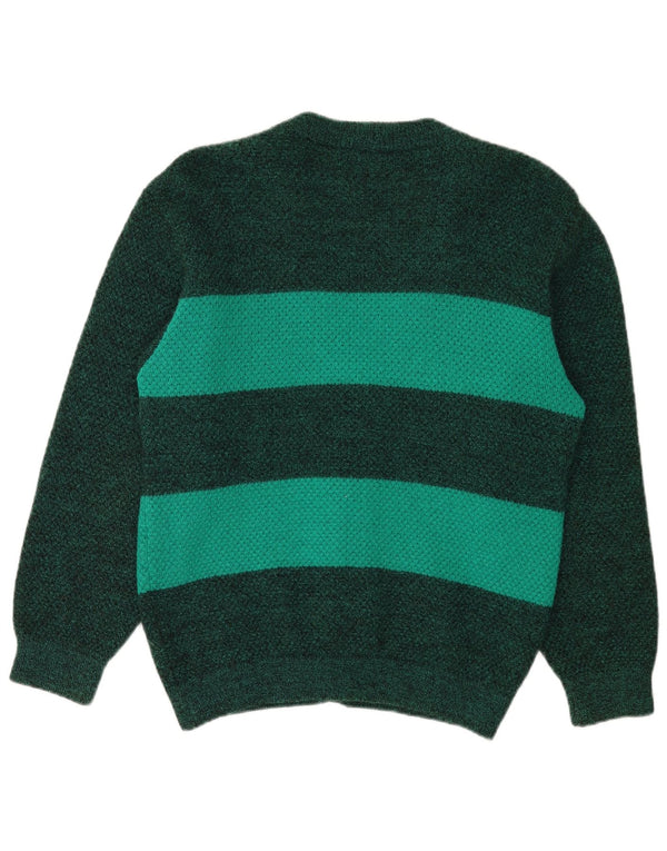 Maglione cardigan da donna Gomena UK 14 Lana nuova a righe verdi grandi