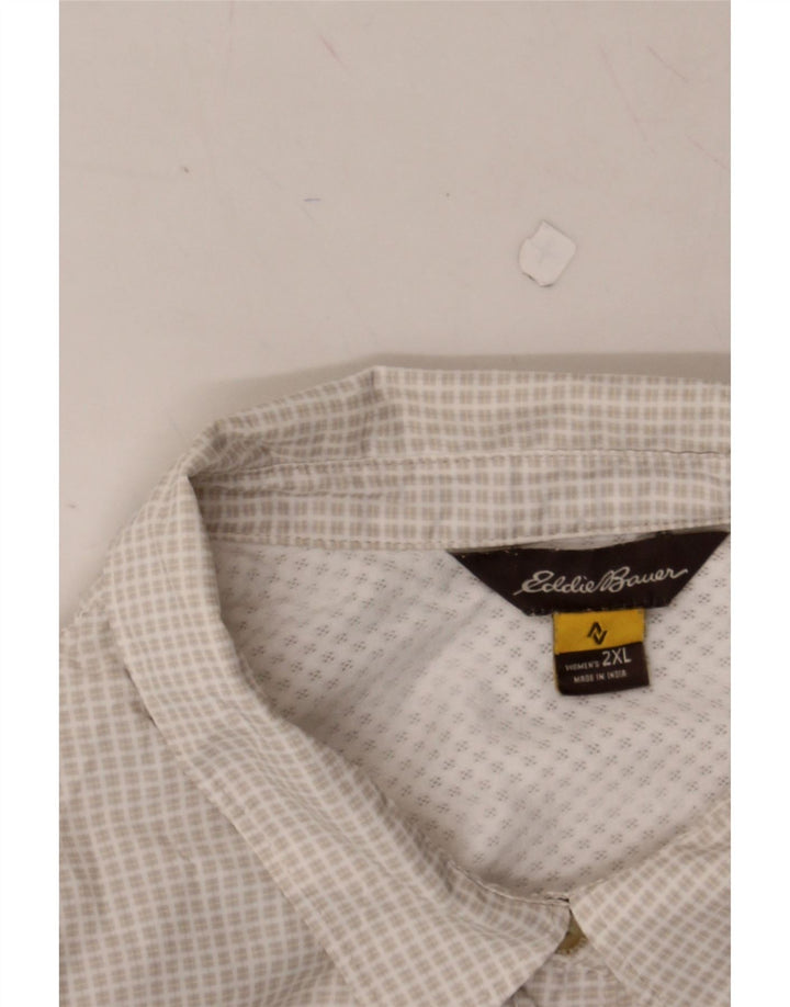EDDIE BAUER Womens Sleeveless Shirt UK 20 2XL Beige Check Polyester Vintage Eddie Bauer and Second-Hand Eddie Bauer from Messina Hembry 