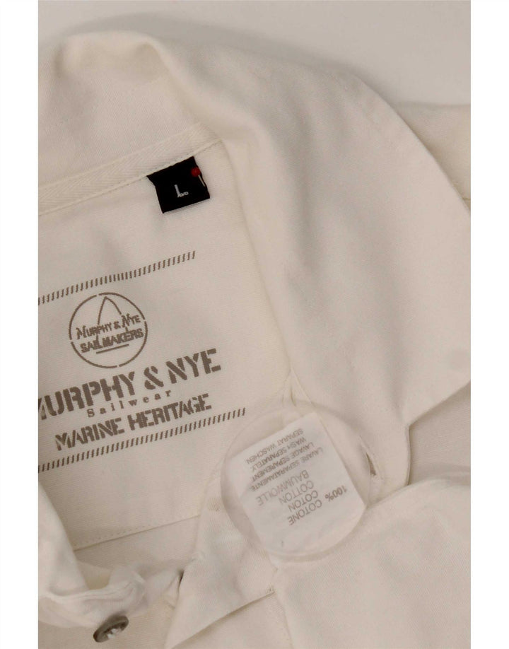 Murphy & Nye Mens Short Sleeve Shirt Large White Cotton