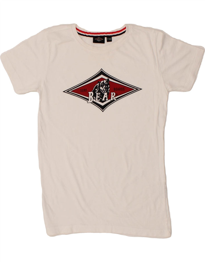 BEAR Boys Graphic T-Shirt Top 9-10 Years White Cotton Vintage Bear and Second-Hand Bear from Messina Hembry 